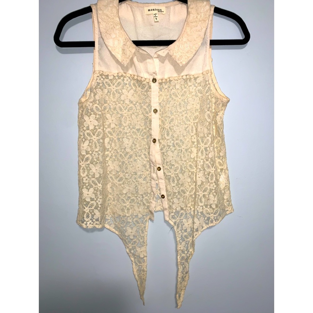 Cream lace halter crop top